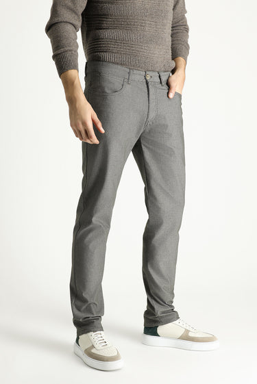 Orta Haki Regular Fit Desenli Likralı Kanvas / Chino Pantolon