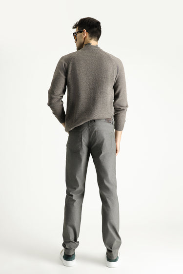 Orta Haki Regular Fit Desenli Likralı Kanvas / Chino Pantolon