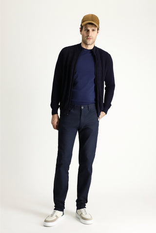  Orta Lacivert 7 Drop Slim Fit Dar Kesim Desenli Likralı Kanvas / Chino Pantolon