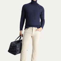 Açık Bej 7 Drop Slim Fit Dar Kesim Desenli Likralı Kanvas / Chino Pantolon