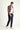 Koyu Lacivert Slim Fit Dar Kesim Beli Lastikli İpli Desenli Likralı Pantolon