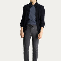 Koyu Antrasit 6 Drop Regular Fit Standart Kesim Beli Lastikli İpli Likralı Örme Pantolon