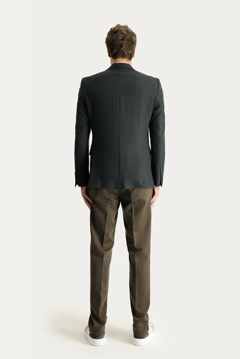 Dark Mink Slim Fit Skinny Elasticated Waist Drawstring Stretchy Knitted Canvas / Chino Trousers
