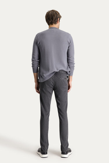 Koyu Füme Slim Fit Dar Kesim Beli Lastikli İpli Likralı Pantolon