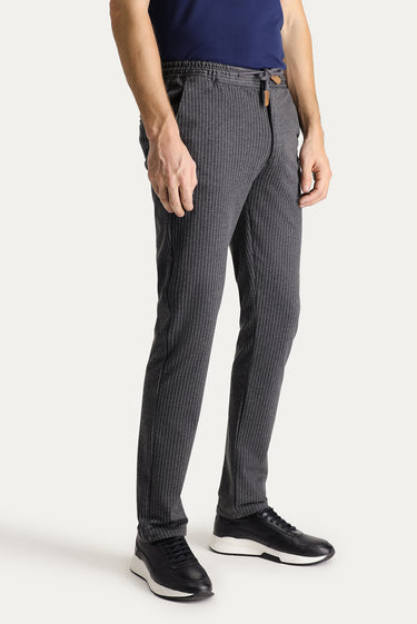  Koyu Füme Slim Fit Dar Kesim Beli Lastikli İpli Likralı Pantolon
