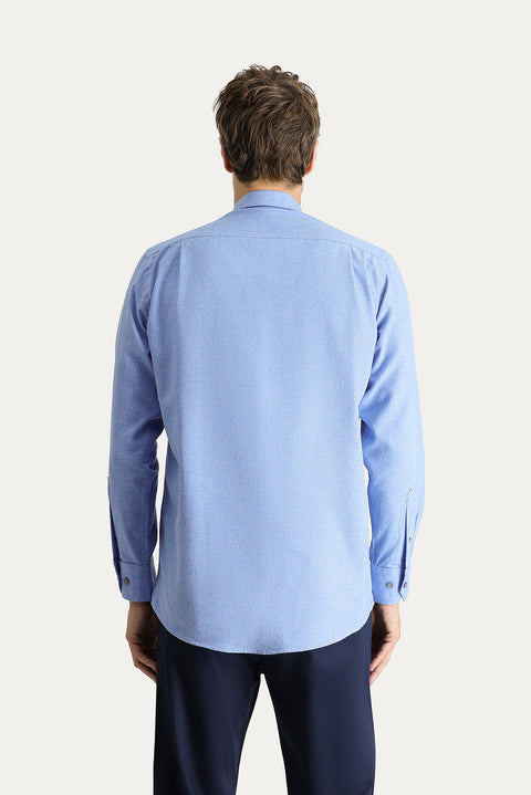Aviator Blue Long Sleeve Regular Fit Lumberjack Cotton Button-Down Collar Shirt