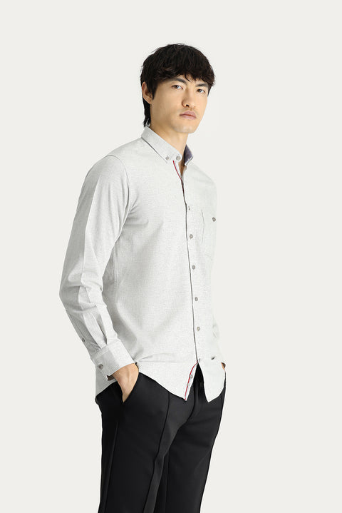 Krem Uzun Kol Regular Fit Oduncu Pamuklu Düğmeli Yaka Gömlek