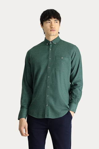  Orman Yeşili Uzun Kol Regular Fit Oduncu Pamuklu Düğmeli Yaka Gömlek