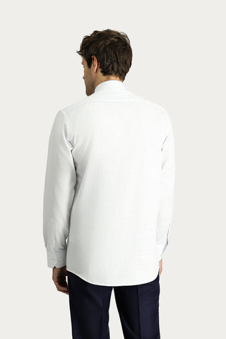  Açık Mavi Uzun Kol Klasik Desenli Pamuk Gömlek