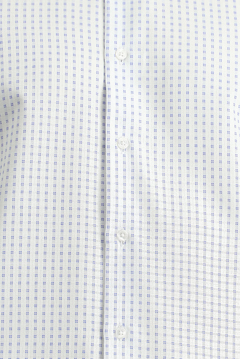 Mavi Uzun Kol Klasik Desenli Pamuk Gömlek