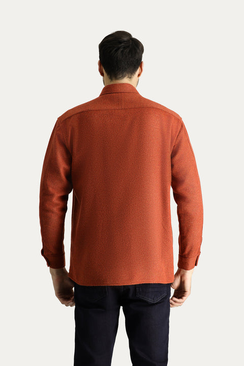 Kiremit Uzun Kol Oversize Oduncu Pamuklu Gömlek