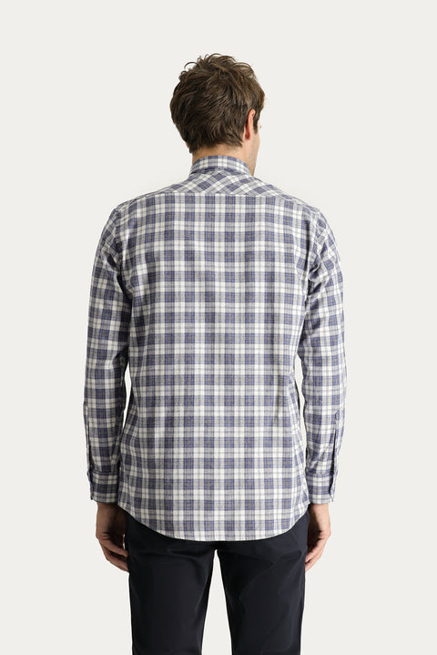 Blue Long Sleeve Regular Fit Plaid Lumberjack Cotton Shirt