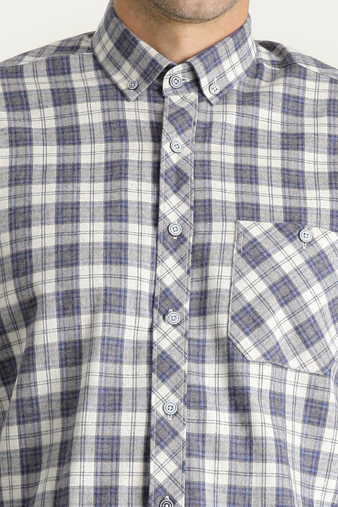 Blue Long Sleeve Regular Fit Plaid Lumberjack Cotton Shirt