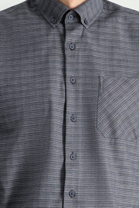 Orta Antrasit Uzun Kol Regular Fit Ekose Pamuklu Kolay Ütülenebilir Düğmeli Yaka Gömlek