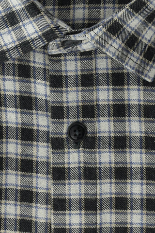  Açık Siyah Büyük Beden Uzun Kol Ekose Pamuklu Kolay Ütülenebilir Oduncu Gömlek