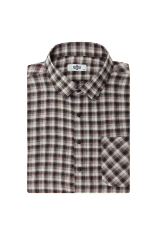  Açık Bordo Büyük Beden Uzun Kol Regular Fit Oduncu Ekose Pamuklu Kolay Ütülenebilir Cepli Gömlek