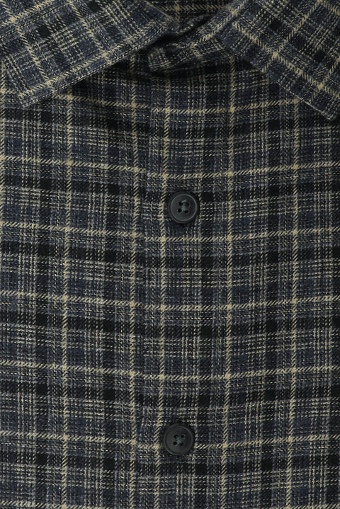 Açık Siyah Büyük Beden Uzun Kol Ekose Pamuklu Kolay Ütülenebilir Cepli Oduncu Gömlek