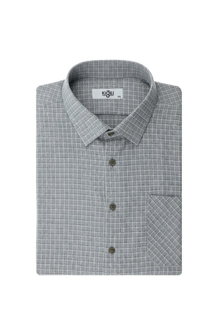  Açık Gri Büyük Beden Uzun Kol Ekose Pamuklu Kolay Ütülenebilir Cepli Oduncu Gömlek