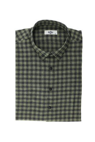  Açık Haki Büyük Beden Uzun Kol Ekose Pamuklu Kolay Ütülenebilir Düğmeli Yaka Oduncu Gömlek