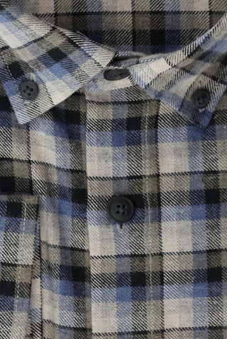  Açık Mavi Büyük Beden Uzun Kol Ekose Pamuklu Kolay Ütülenebilir Düğmeli Yaka Oduncu Gömlek