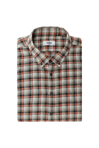  Açık Turuncu Büyük Beden Uzun Kol Ekose Pamuklu Kolay Ütülenebilir Düğmeli Yaka Oduncu Gömlek