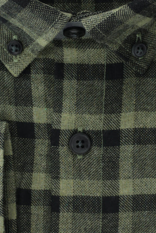  Açık Haki Büyük Beden Uzun Kol Ekose Pamuklu Kolay Ütülenebilir Düğmeli Yaka Oduncu Gömlek