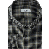 Siyah Büyük Beden Uzun Kol Ekose Pamuklu Kolay Ütülenebilir Düğmeli Yaka Oduncu Gömlek