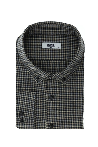  Siyah Büyük Beden Uzun Kol Ekose Pamuklu Kolay Ütülenebilir Dü?meli Yaka Oduncu Gömlek-Ki??l?