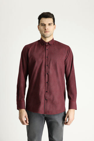  Açık Bordo Uzun Kol Regular Fit Oduncu Ekose Pamuklu Kolay Ütülenebilir Düğmeli Yaka Gömlek
