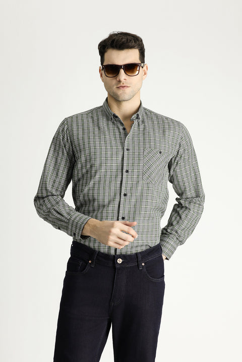 Dark Green Long Sleeve Regular Fit Lumberjack Plaid Cotton Easy-Iron Shirt