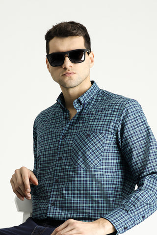  Petrol Yeşili Uzun Kol Regular Fit Ekose Pamuklu Kolay Ütülenebilir Düğmeli Yaka Gömlek