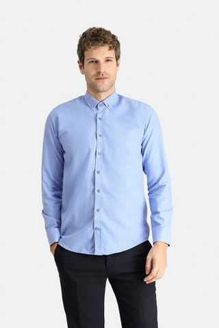  Havacı Mavi Uzun Kol Slim Fit Dar Kesim Oduncu Spor Pamuklu Düğmeli Yaka Gömlek