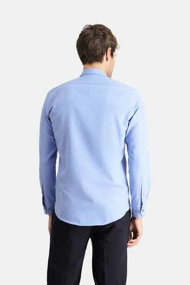  Havacı Mavi Uzun Kol Slim Fit Dar Kesim Oduncu Spor Pamuklu Düğmeli Yaka Gömlek