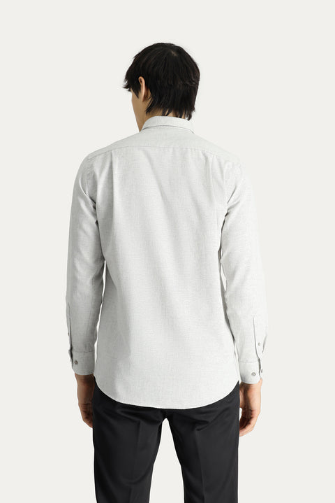 Krem Uzun Kol Slim Fit Dar Kesim Oduncu Spor Pamuklu Düğmeli Yaka Gömlek