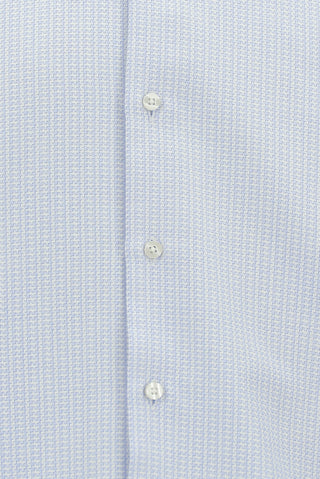  Açık Mavi Uzun Kol Slim Fit Dar Kesim Pamuk Klasik Desenli Gömlek