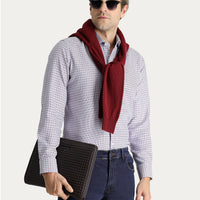 Koyu Bordo Uzun Kol Slim Fit Dar Kesim Desenli Pamuk Gömlek