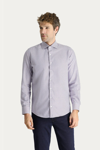  Koyu Bordo Uzun Kol Slim Fit Dar Kesim Desenli Pamuk Gömlek