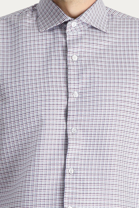 Koyu Bordo Uzun Kol Slim Fit Dar Kesim Desenli Pamuk Gömlek