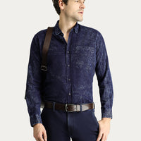 İndigo Uzun Kol Slim Fit Dar Kesim Denim Pamuk Gömlek