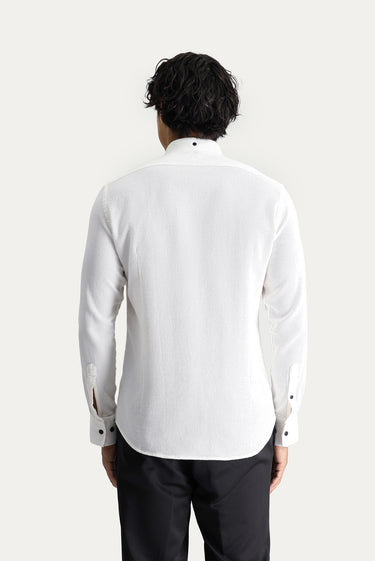  Ekru Uzun Kol Slim Fit Dar Kesim Pamuk Spor Gömlek