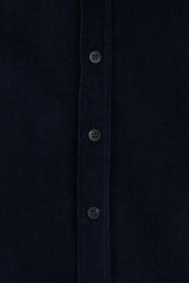  Koyu Lacivert Uzun Kol Slim Fit Dar Kesim Kadife Pamuklu Düğmeli Yaka Gömlek