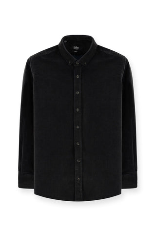  Orta Antrasit Uzun Kol Slim Fit Dar Kesim Kadife Pamuklu Düğmeli Yaka Gömlek