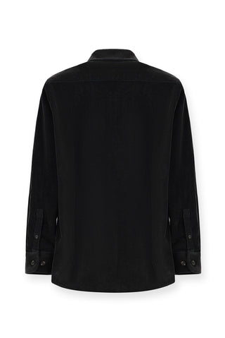  Orta Antrasit Uzun Kol Slim Fit Dar Kesim Kadife Pamuklu Düğmeli Yaka Gömlek