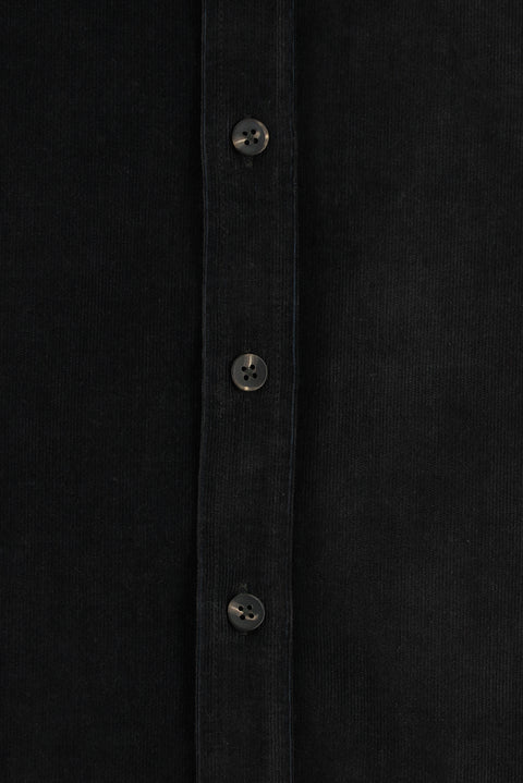 Orta Antrasit Uzun Kol Slim Fit Dar Kesim Pamuklu Düğmeli Yaka Kadife Gömlek