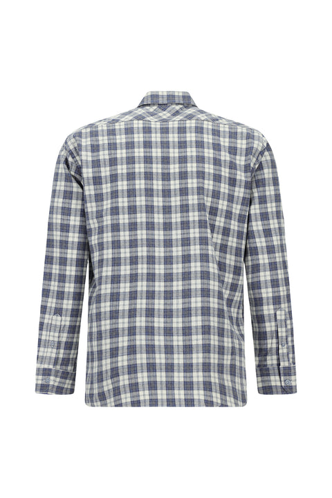 Blue Long Sleeve Slim Fit Narrow Cut Plaid Lumberjack Cotton Button-Down Collar Pocket Shirt