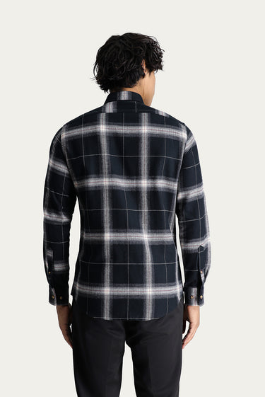  Siyah Uzun Kol Slim Fit Dar Kesim Ekose Oduncu Pamuk Gömlek