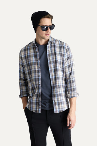  Açık Gri Uzun Kol Slim Fit Dar Kesim Ekose Oduncu Pamuklu Kolay Ütülenebilir Gömlek