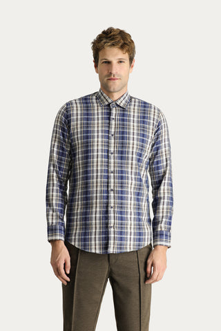  Orta Gri Uzun Kol Slim Fit Dar Kesim Ekose Oduncu Pamuklu Kolay Ütülenebilir Gömlek