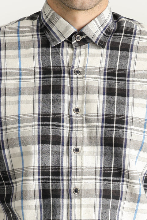 Koyu Lacivert Uzun Kol Slim Fit Dar Kesim Ekose Oduncu Pamuklu Kolay Ütülenebilir Gömlek