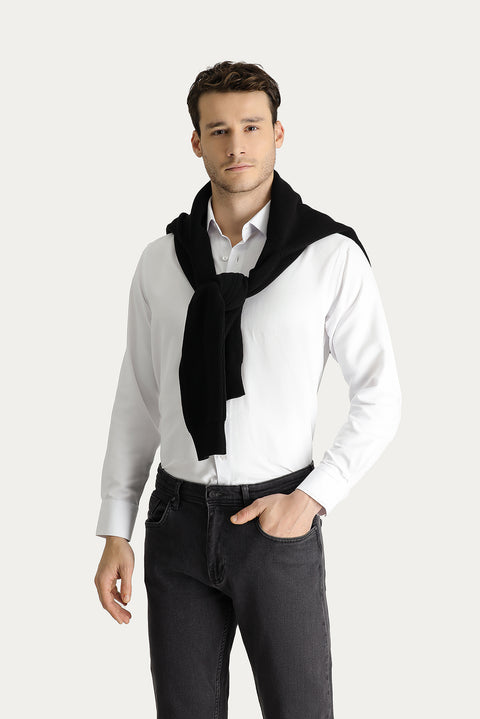 White Long Sleeve Regular Fit Oxford Cotton Shirt